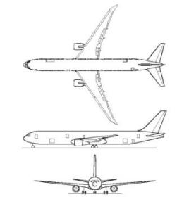 767-400ER 3-view