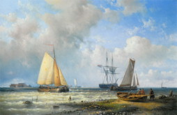 Dutch Barges in a Calm - Abraham Hulk Senior