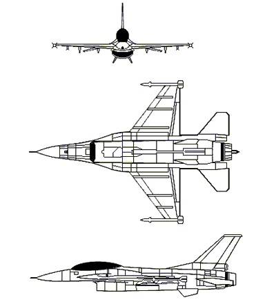 F-16D 3-view