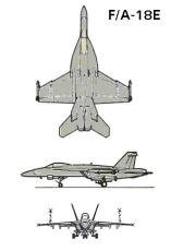 F/A-18E 3-view